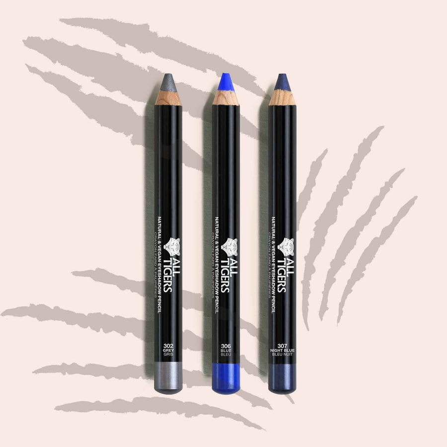 TRIO crayon fard à paupières naturel et vegan pour yeux marrons - gris 302 - bleu électrique 306 - bleu nuit 307